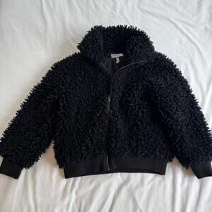 Apiece apart black fuzzy zip up